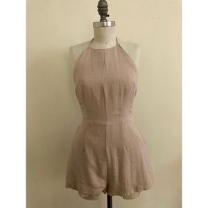 Beige Open Back Romper